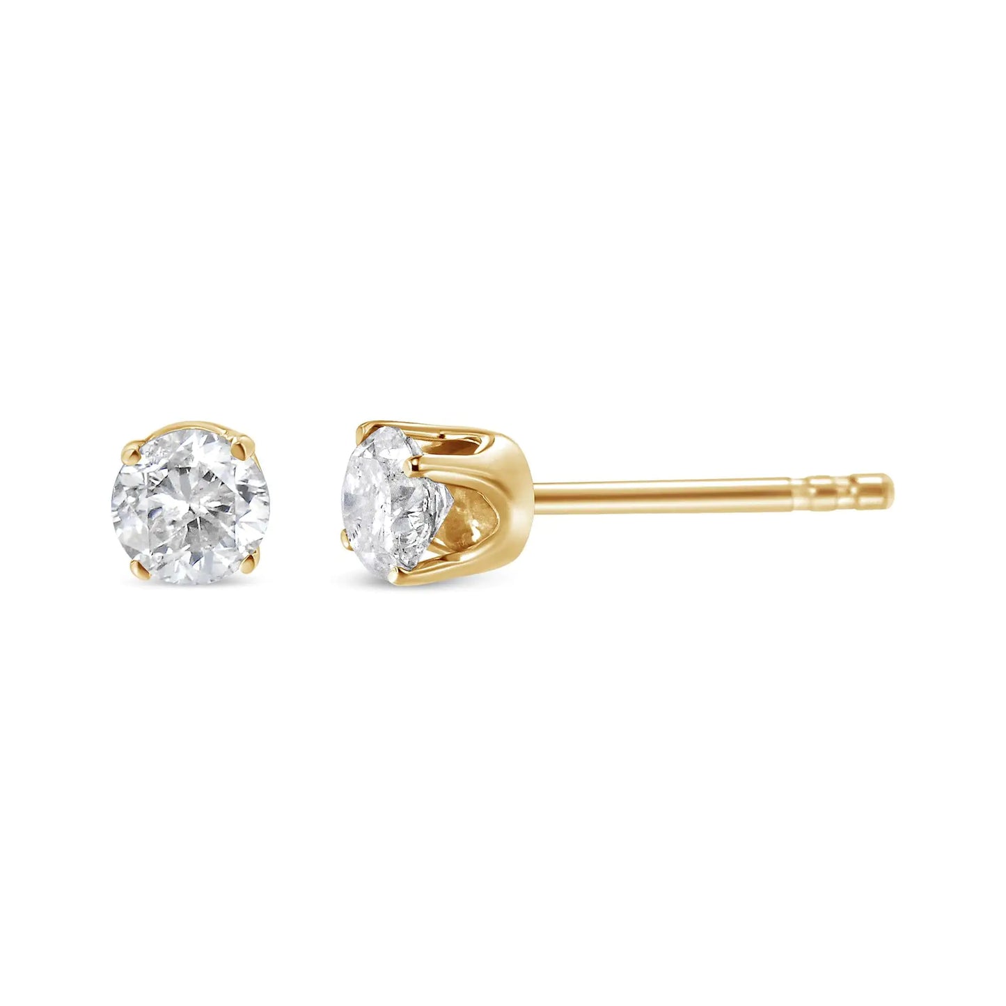 Gold-Tone Sterling Silver Solitaire Diamond Studs