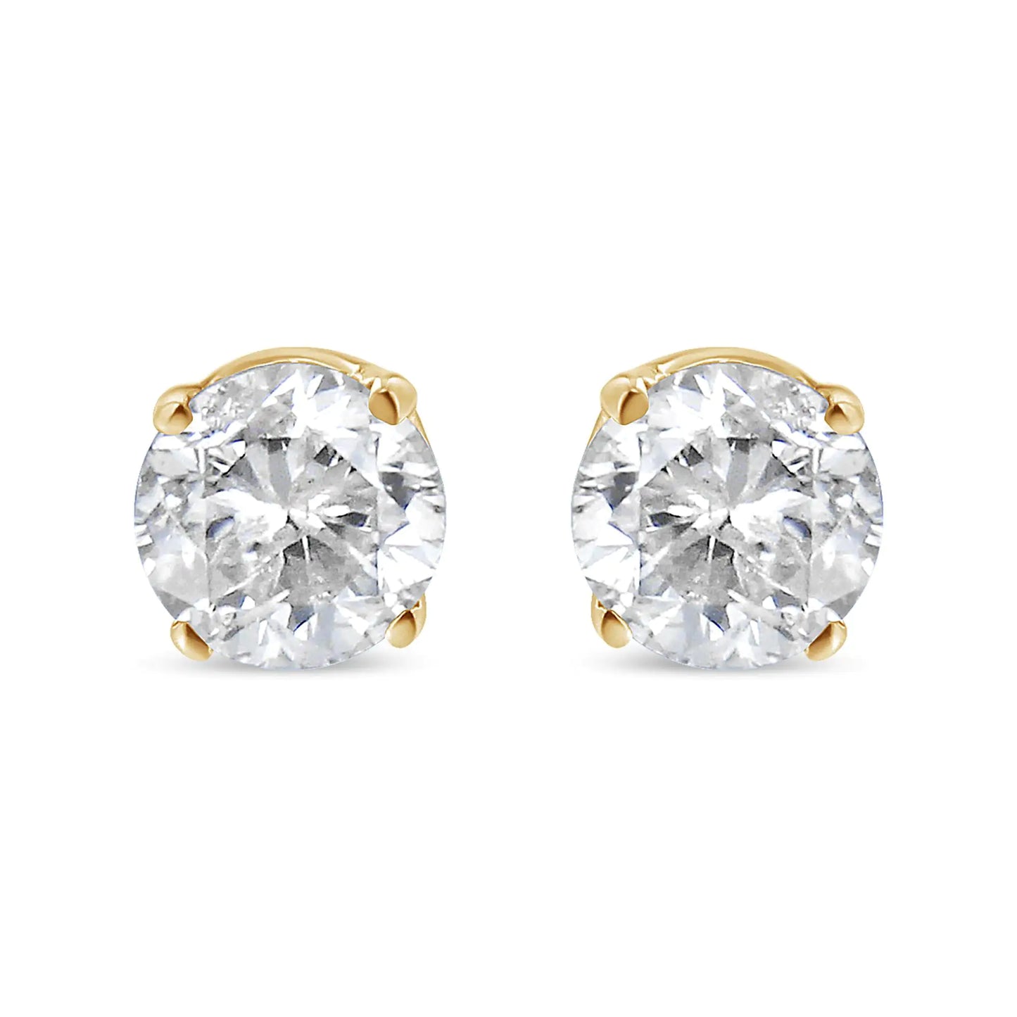 Gold-Tone Sterling Silver Solitaire Diamond Studs