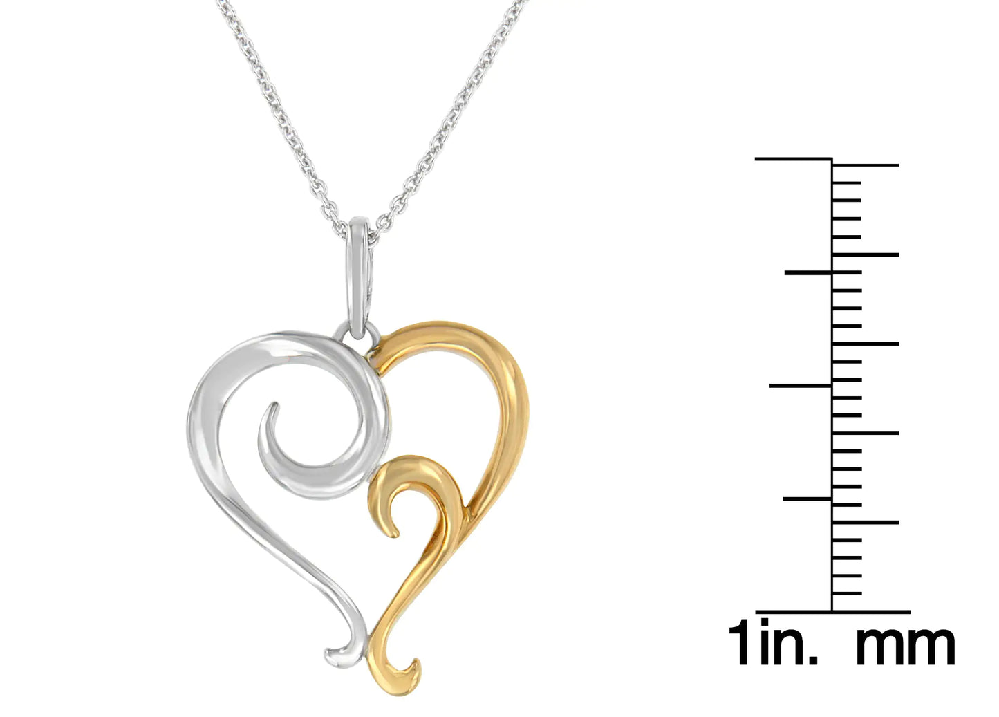 Two-Tone Sterling Silver Heart Shaped Pendant