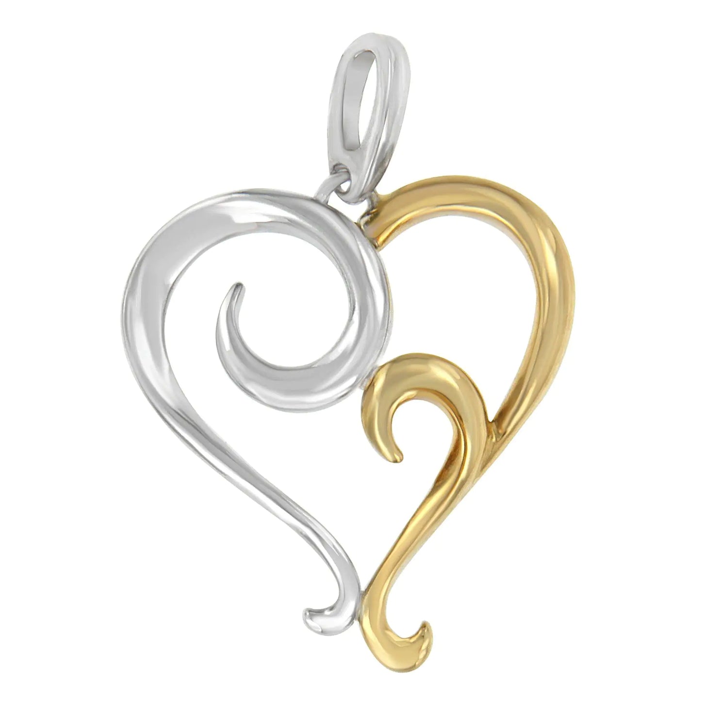 Two-Tone Sterling Silver Heart Shaped Pendant