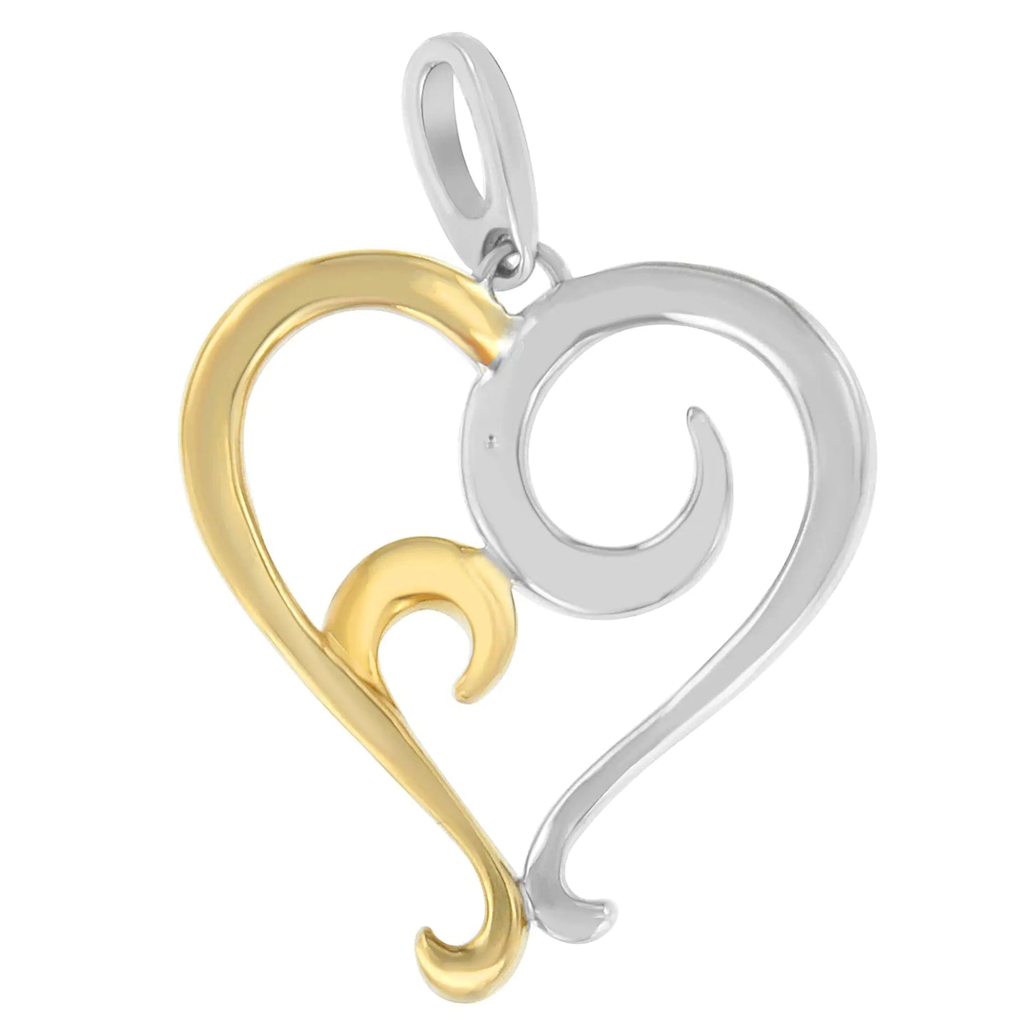 Two-Tone Sterling Silver Heart Shaped Pendant