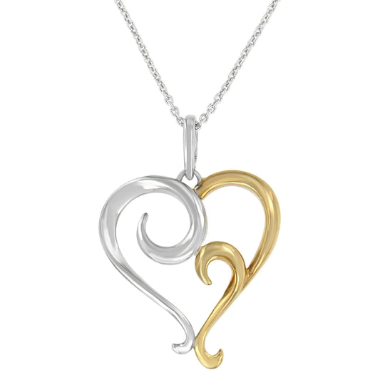 Two-Tone Sterling Silver Heart Shaped Pendant